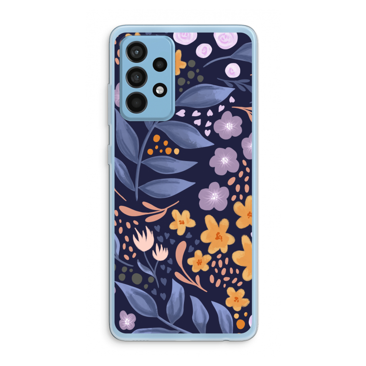 Flowers with blue leaves: Samsung Galaxy A52 Transparant Hoesje