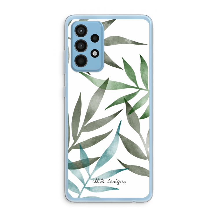 Tropical watercolor leaves: Samsung Galaxy A52 Transparant Hoesje