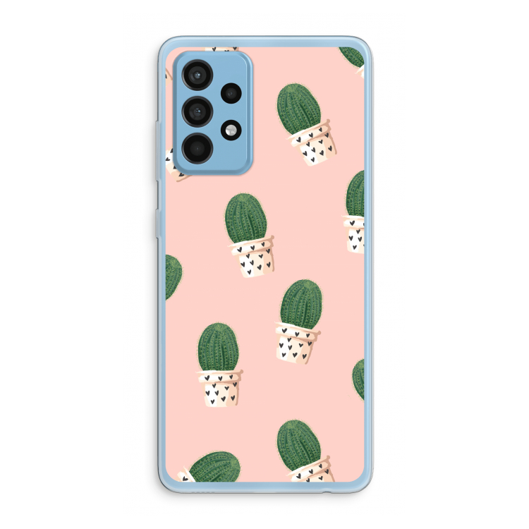 Cactusprint roze: Samsung Galaxy A52 Transparant Hoesje