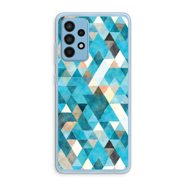 Gekleurde driehoekjes blauw: Samsung Galaxy A52 Transparant Hoesje