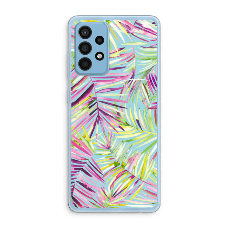 Tropical Palms Blue: Samsung Galaxy A52 Transparant Hoesje