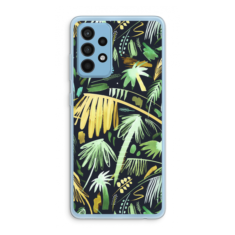 Tropical Palms Dark: Samsung Galaxy A52 Transparant Hoesje
