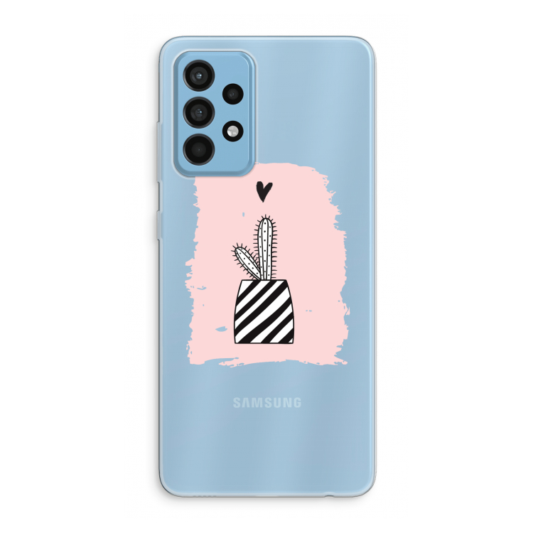 Zwart-wit cactus: Samsung Galaxy A52 Transparant Hoesje