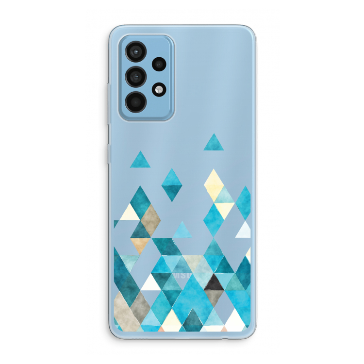 Gekleurde driehoekjes blauw: Samsung Galaxy A52 Transparant Hoesje