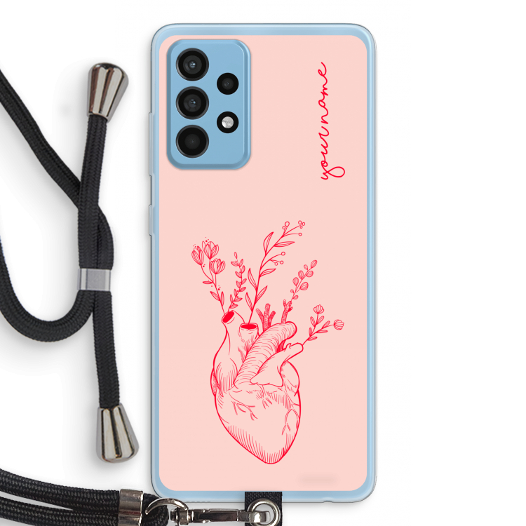 Blooming Heart: Samsung Galaxy A52 Transparant Hoesje met koord
