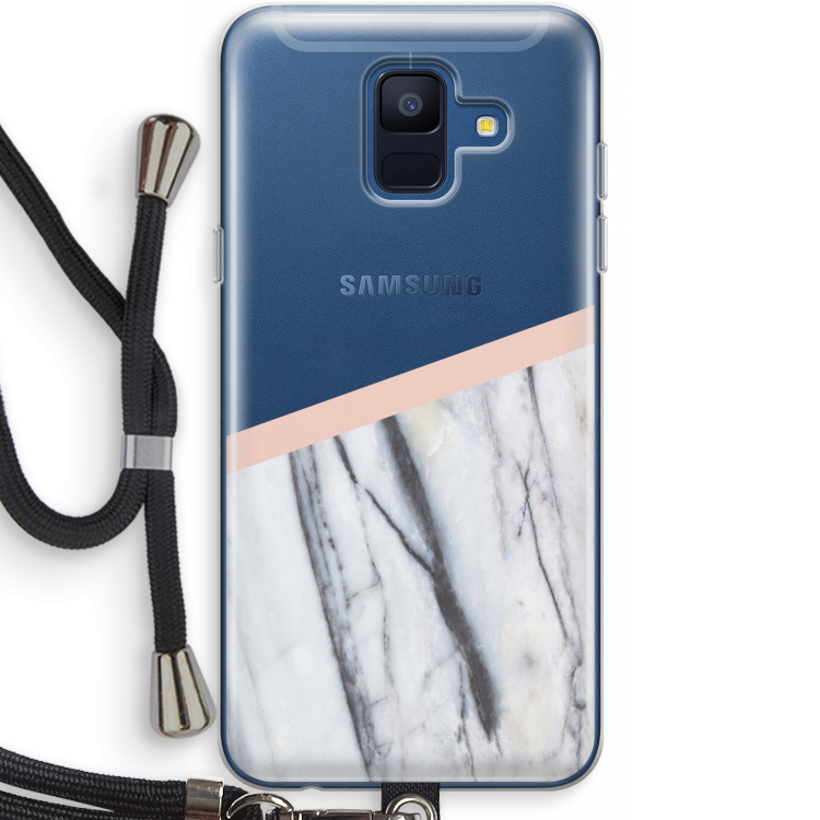 A touch of peach: Samsung Galaxy A6 (2018) Transparant Hoesje met koord