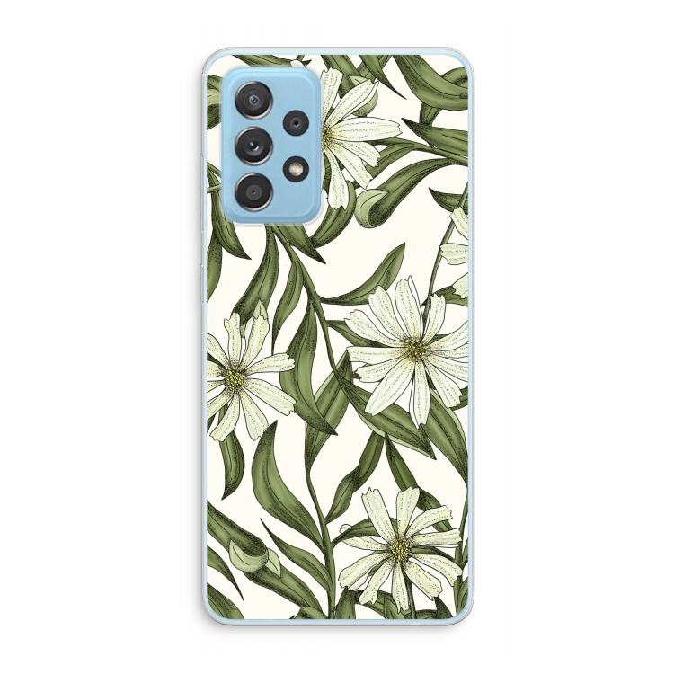 Wit bloemenpatroon: Samsung Galaxy A73 Transparant Hoesje