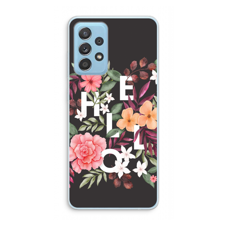 Hello in flowers: Samsung Galaxy A73 Transparant Hoesje