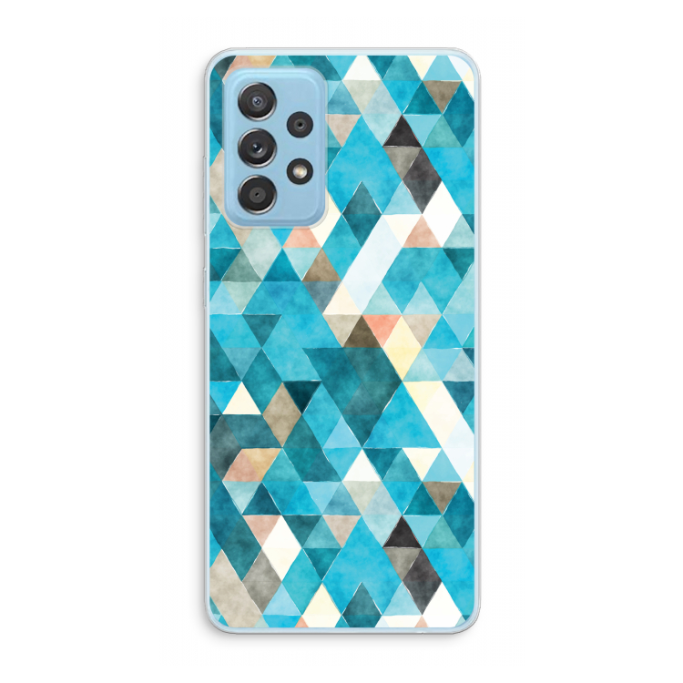 Gekleurde driehoekjes blauw: Samsung Galaxy A73 Transparant Hoesje