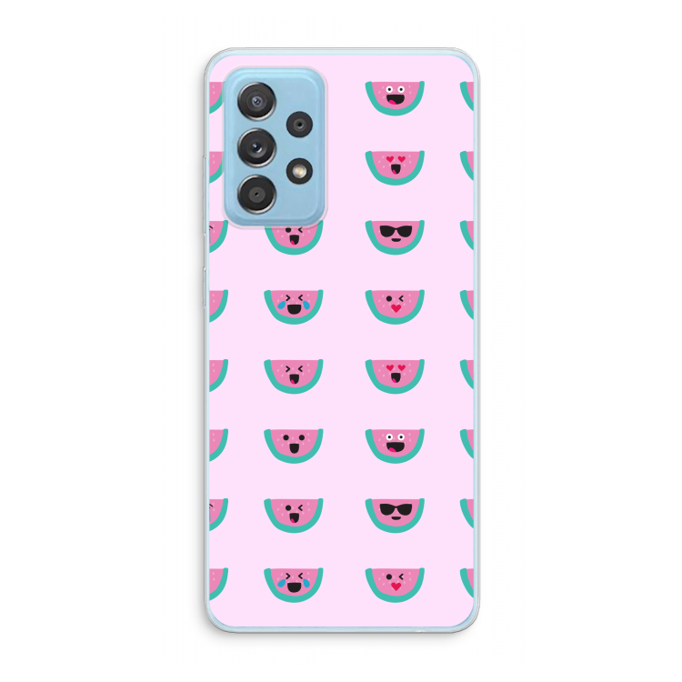 Smiley watermeloenprint: Samsung Galaxy A73 Transparant Hoesje