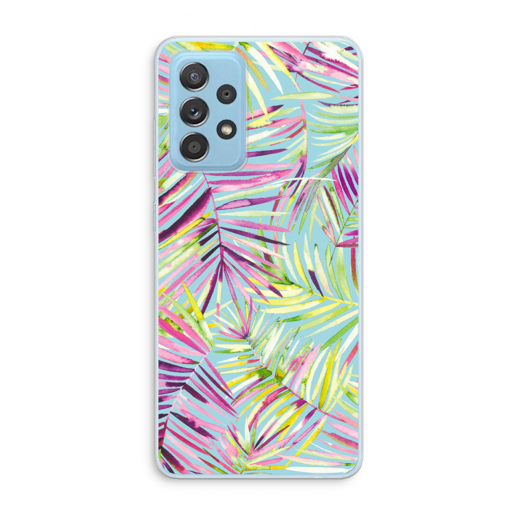 Tropical Palms Blue: Samsung Galaxy A73 Transparant Hoesje
