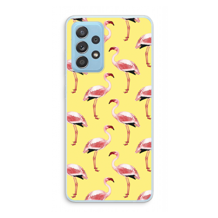 Flamingo's geel: Samsung Galaxy A73 Transparant Hoesje