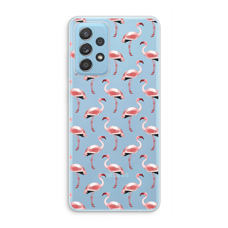 Flamingoprint groen: Samsung Galaxy A73 Transparant Hoesje