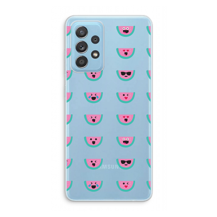 Smiley watermeloenprint: Samsung Galaxy A73 Transparant Hoesje