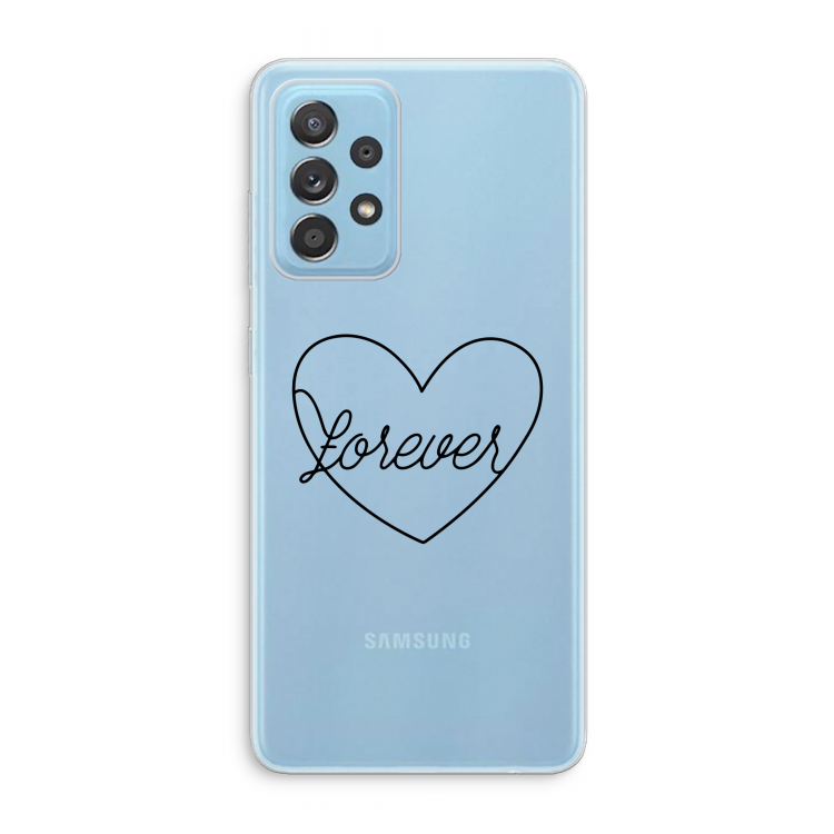 Forever heart black: Samsung Galaxy A73 Transparant Hoesje