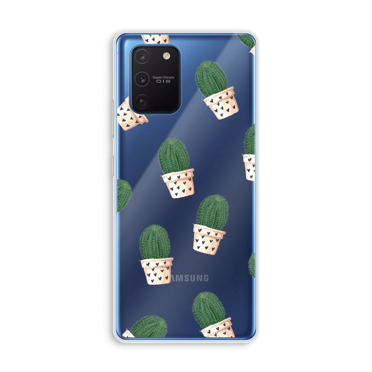 Cactusprint roze: Samsung Galaxy Note 10 Lite Transparant Hoesje