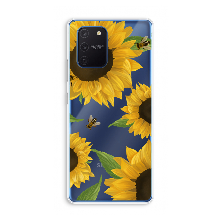Sunflower and bees: Samsung Galaxy Note 10 Lite Transparant Hoesje