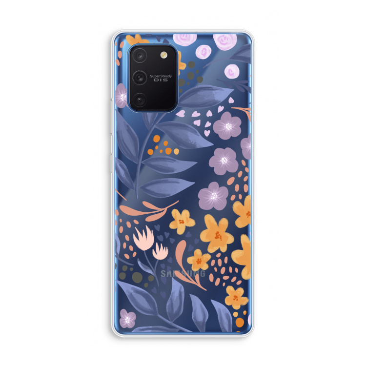 Flowers with blue leaves: Samsung Galaxy Note 10 Lite Transparant Hoesje
