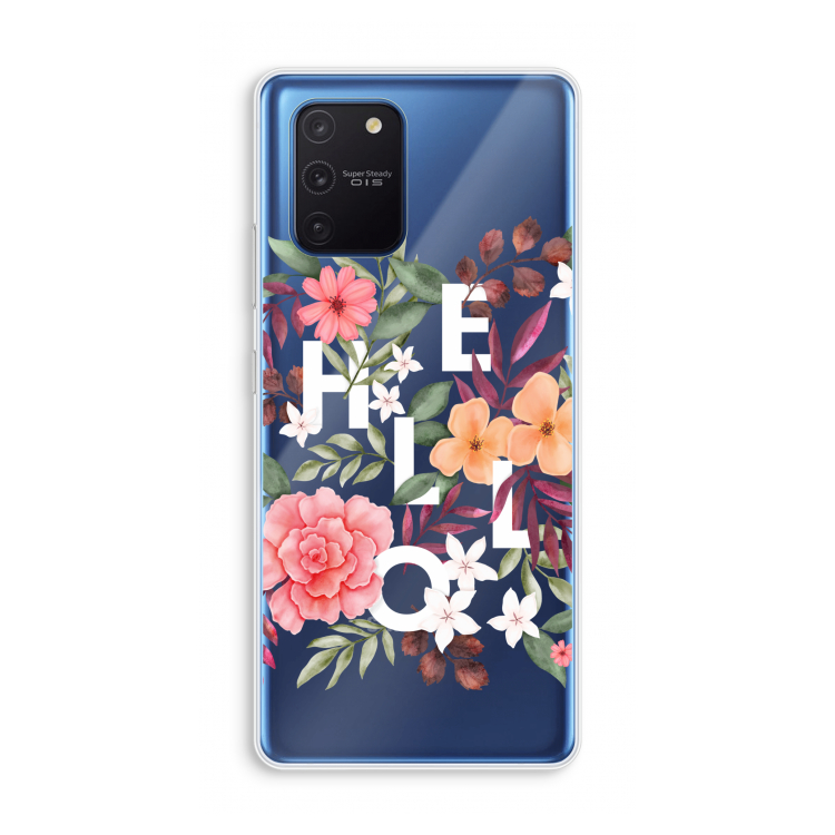 Hello in flowers: Samsung Galaxy Note 10 Lite Transparant Hoesje