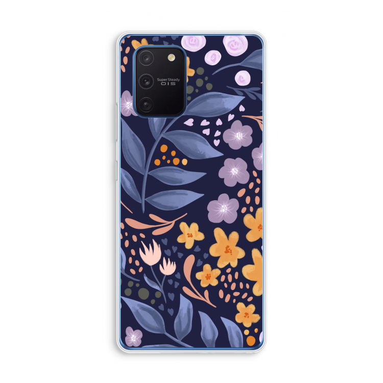 Flowers with blue leaves: Samsung Galaxy Note 10 Lite Transparant Hoesje