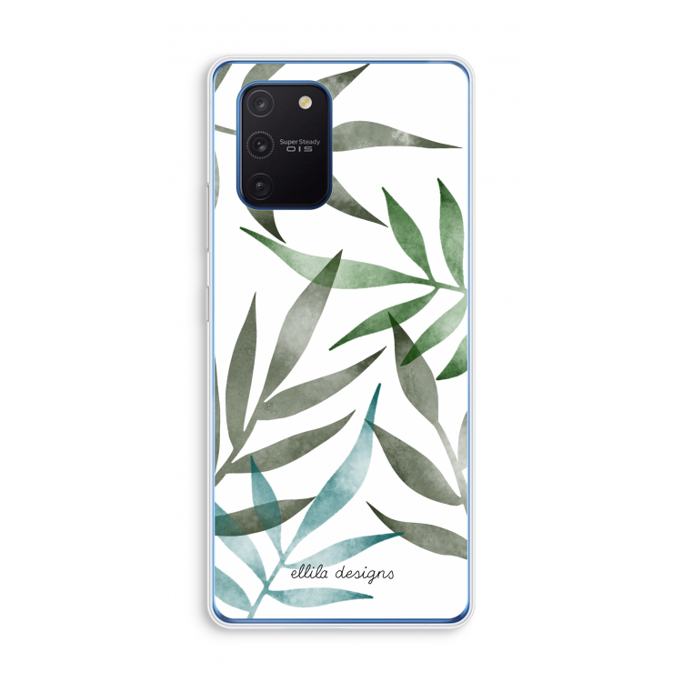 Tropical watercolor leaves: Samsung Galaxy Note 10 Lite Transparant Hoesje