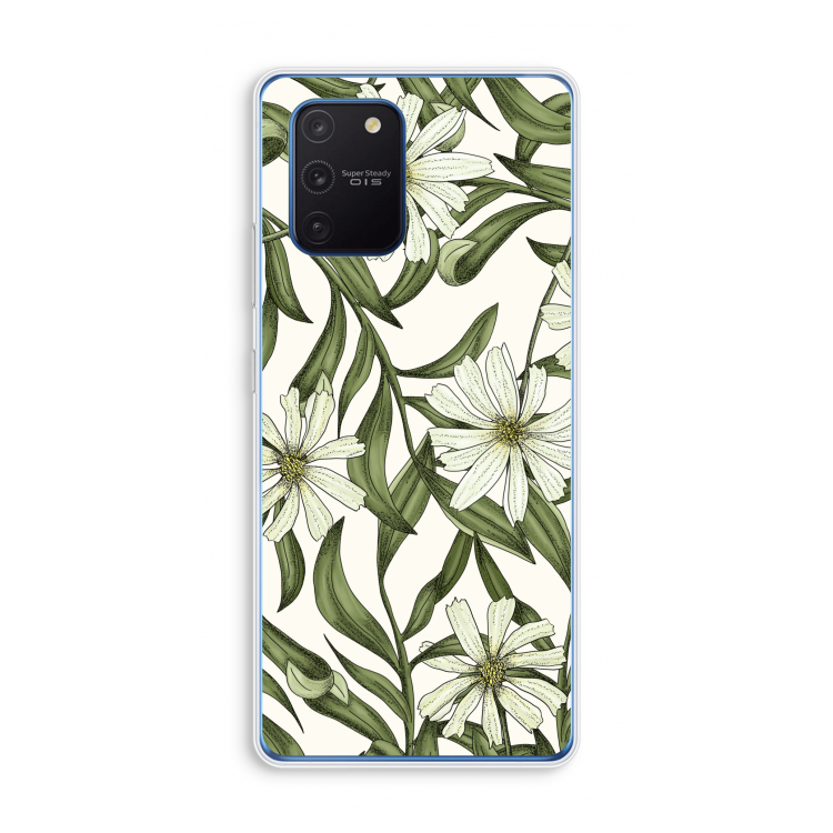 Wit bloemenpatroon: Samsung Galaxy Note 10 Lite Transparant Hoesje