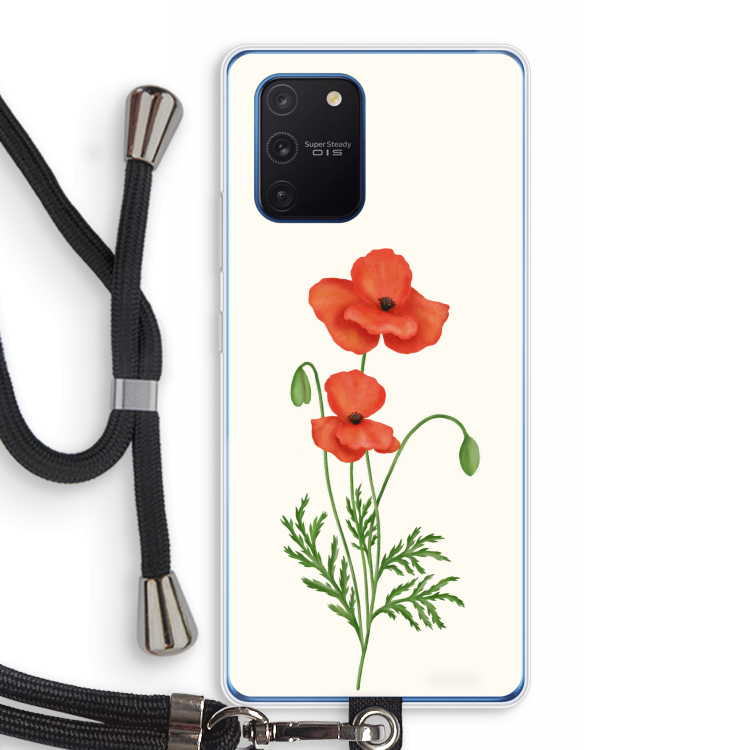 Red poppy: Samsung Galaxy Note 10 Lite Transparant Hoesje met koord