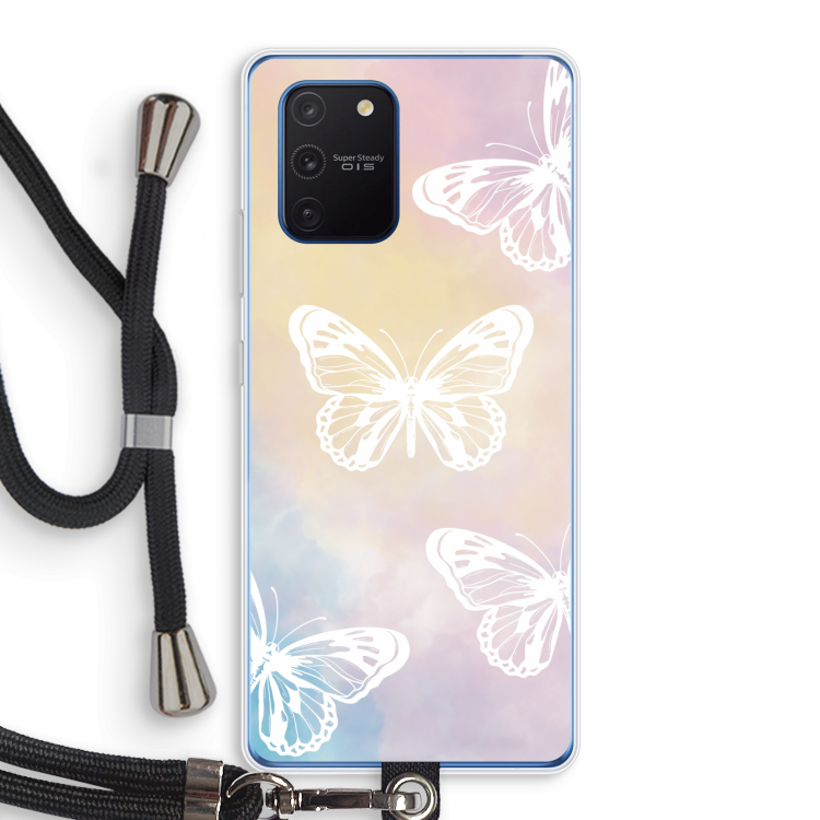 White butterfly: Samsung Galaxy Note 10 Lite Transparant Hoesje met koord