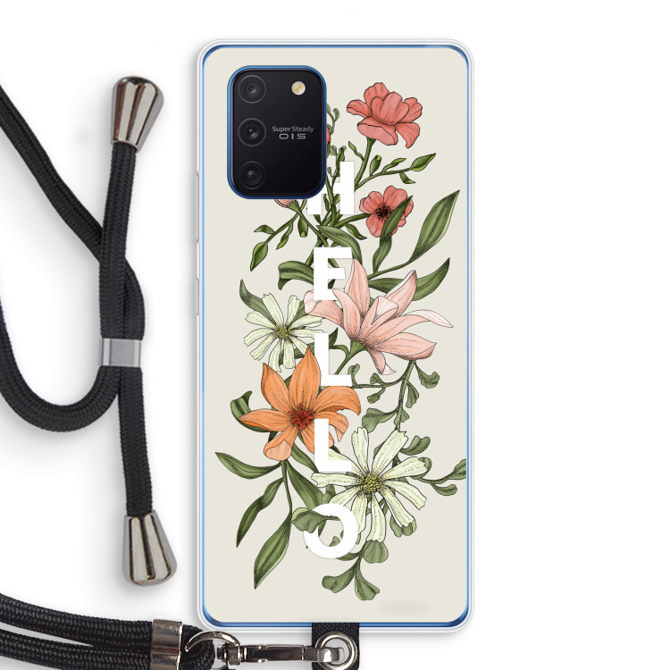 Hello bloemen: Samsung Galaxy Note 10 Lite Transparant Hoesje met koord
