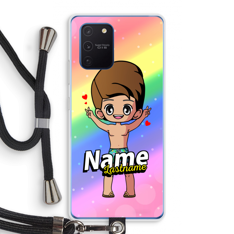 Chibi Maker man: Samsung Galaxy Note 10 Lite Transparant Hoesje met koord