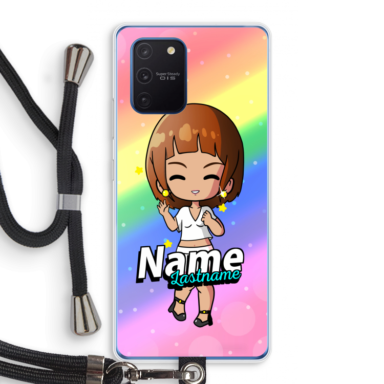 Chibi Maker vrouw: Samsung Galaxy Note 10 Lite Transparant Hoesje met koord