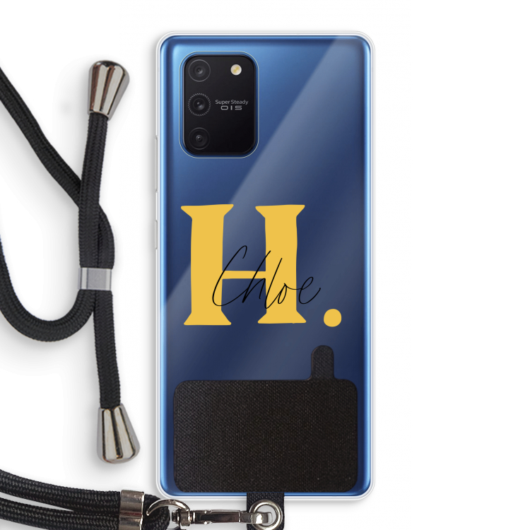 Amber Script: Samsung Galaxy Note 10 Lite Transparant Hoesje met koord