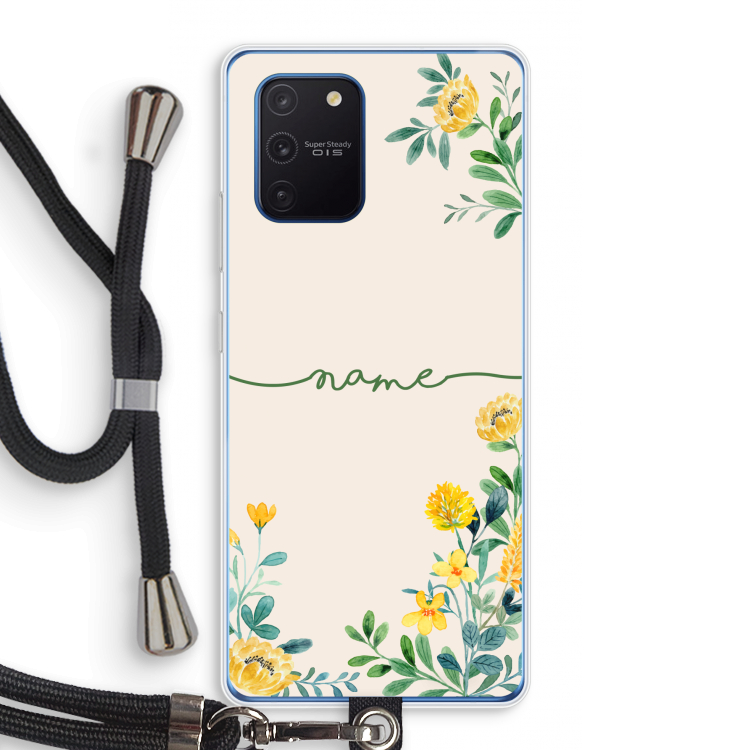 Gele bloemen: Samsung Galaxy Note 10 Lite Transparant Hoesje met koord
