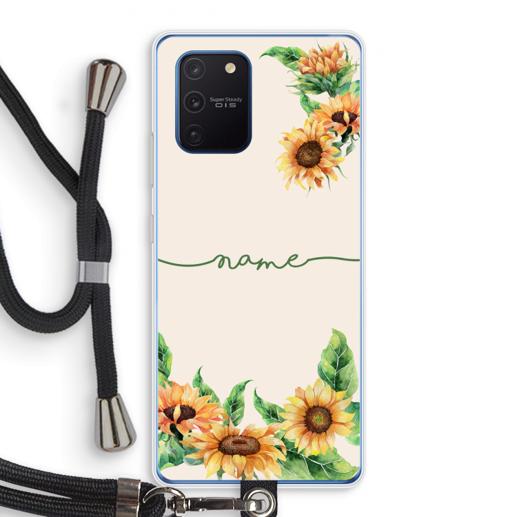 Zonnebloemen: Samsung Galaxy Note 10 Lite Transparant Hoesje met koord