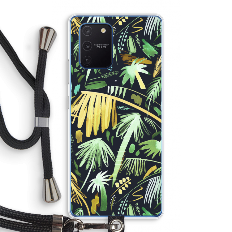 Tropical Palms Dark: Samsung Galaxy Note 10 Lite Transparant Hoesje met koord