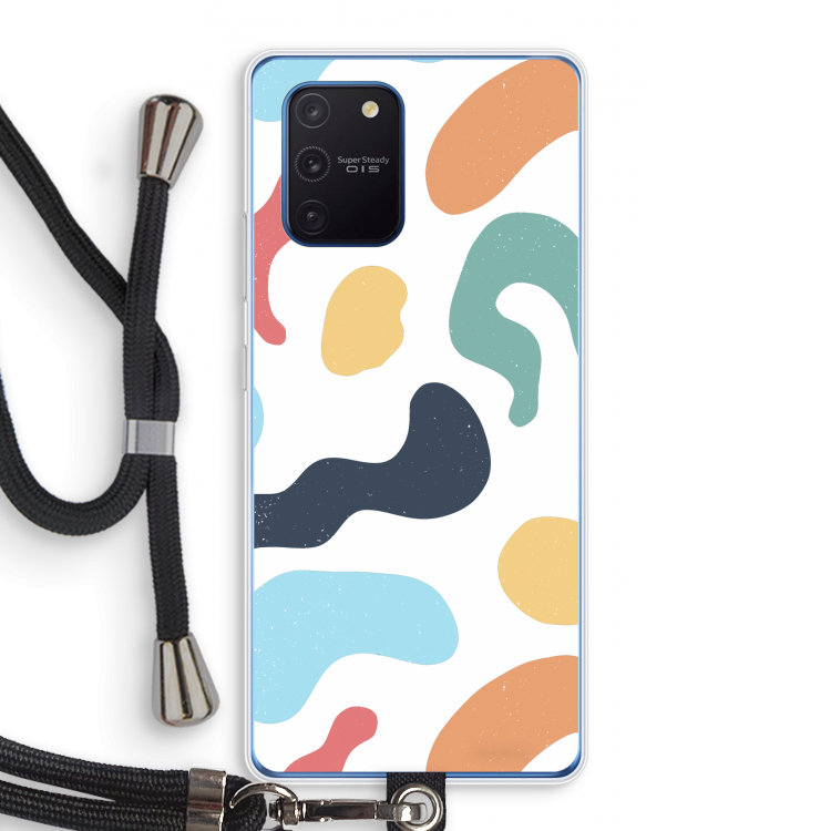 Memphis Shapes Blue: Samsung Galaxy Note 10 Lite Transparant Hoesje met koord