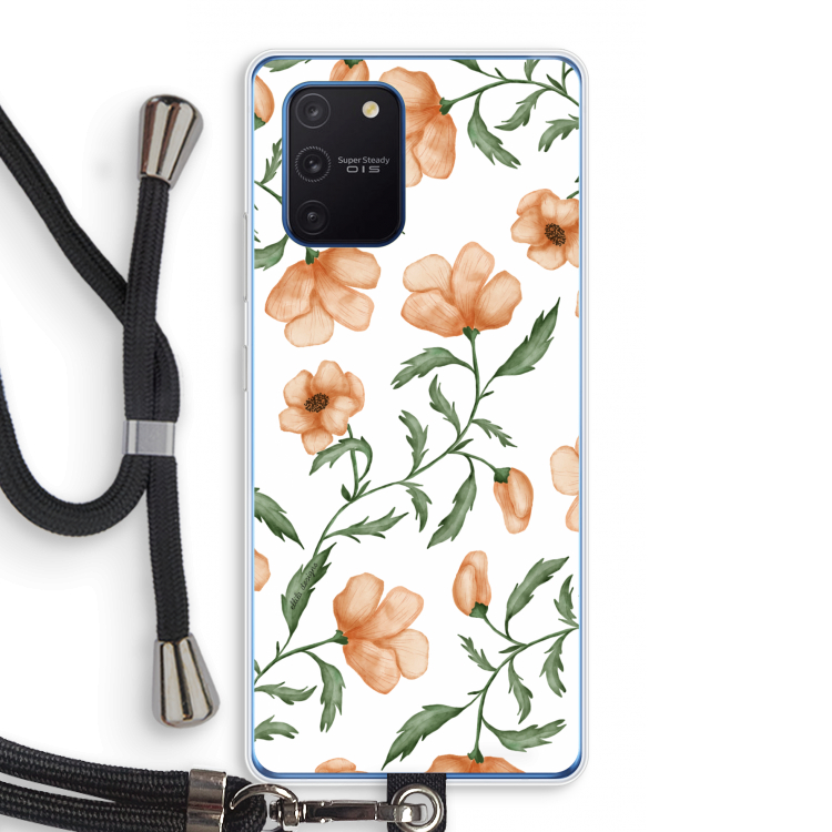 Peachy flowers: Samsung Galaxy Note 10 Lite Transparant Hoesje met koord
