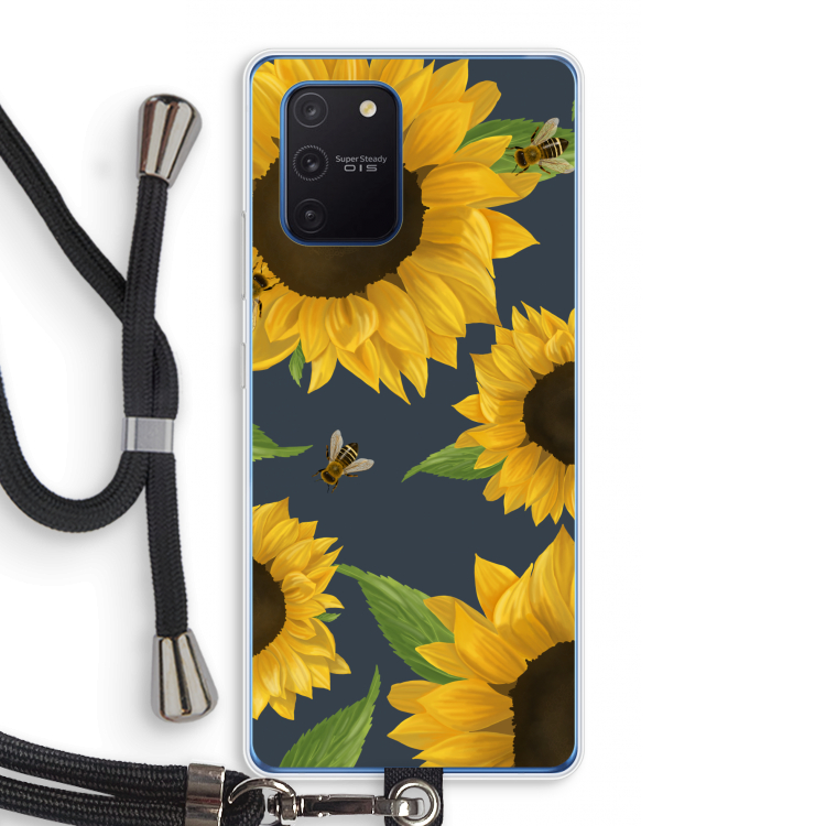 Sunflower and bees: Samsung Galaxy Note 10 Lite Transparant Hoesje met koord