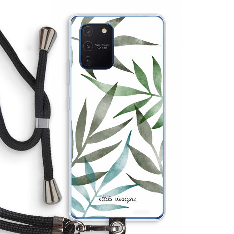 Tropical watercolor leaves: Samsung Galaxy Note 10 Lite Transparant Hoesje met koord