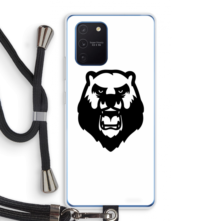 Angry Bear (white): Samsung Galaxy Note 10 Lite Transparant Hoesje met koord