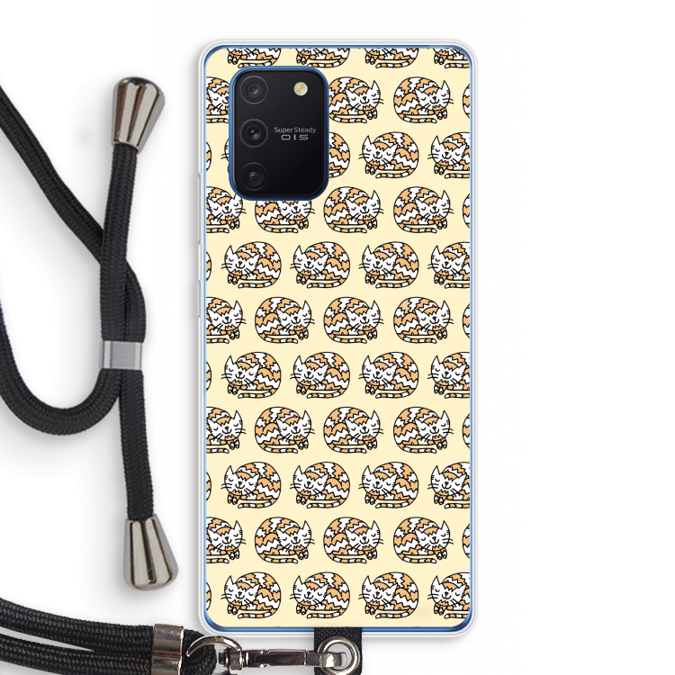 Slapende poes: Samsung Galaxy Note 10 Lite Transparant Hoesje met koord