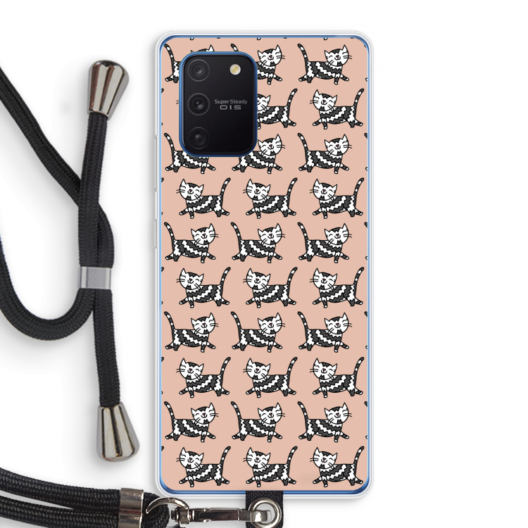 Zwarte poes: Samsung Galaxy Note 10 Lite Transparant Hoesje met koord
