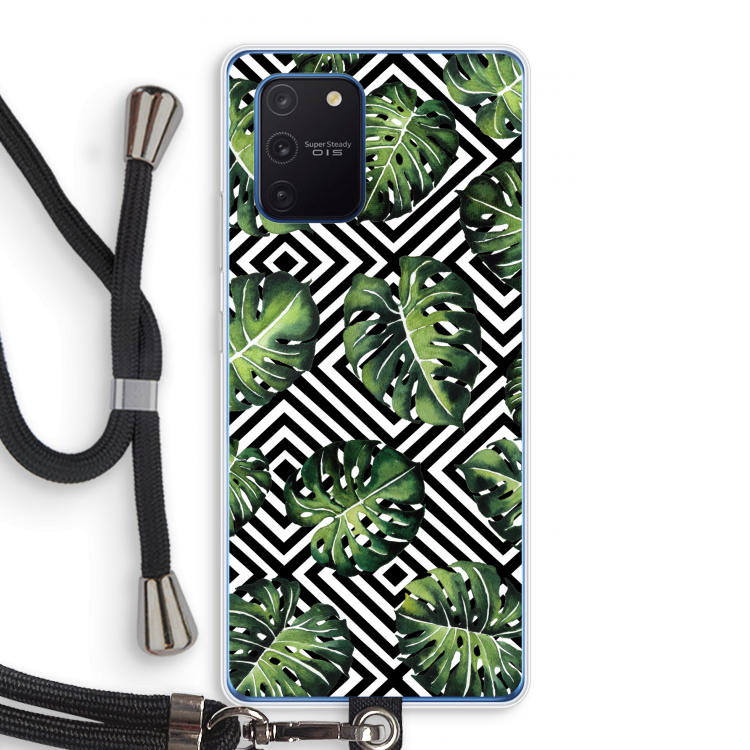 Geometrische jungle: Samsung Galaxy Note 10 Lite Transparant Hoesje met koord