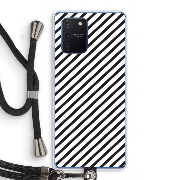 Strepen zwart-wit: Samsung Galaxy Note 10 Lite Transparant Hoesje met koord