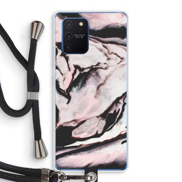Roze stroom: Samsung Galaxy Note 10 Lite Transparant Hoesje met koord