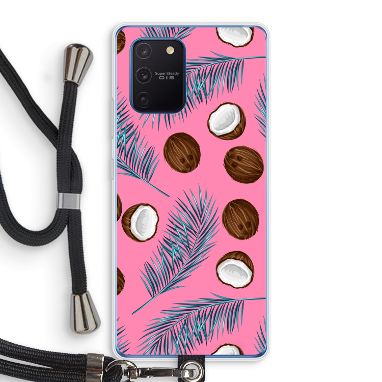 Kokosnoot roze: Samsung Galaxy Note 10 Lite Transparant Hoesje met koord