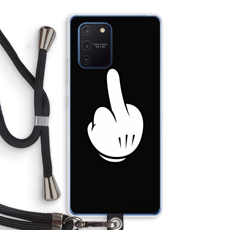 Middle finger black: Samsung Galaxy Note 10 Lite Transparant Hoesje met koord