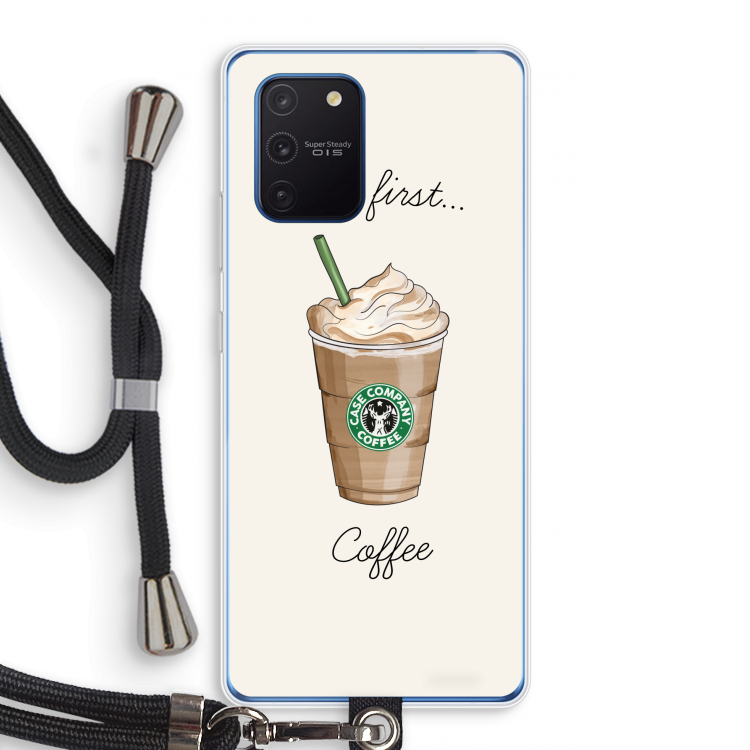 But first coffee: Samsung Galaxy Note 10 Lite Transparant Hoesje met koord