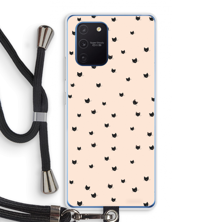 Kleine kattenkopjes: Samsung Galaxy Note 10 Lite Transparant Hoesje met koord
