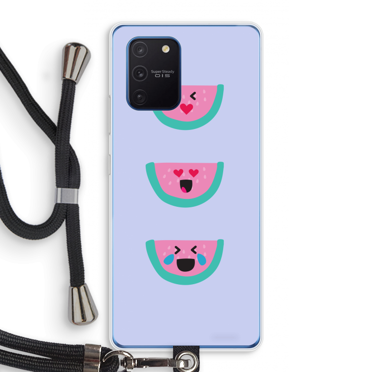 Smiley watermeloen: Samsung Galaxy Note 10 Lite Transparant Hoesje met koord
